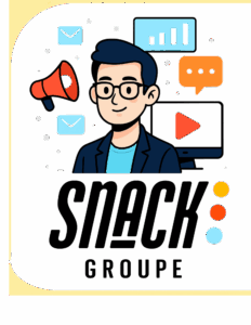 Illustration d'un expert en communication ou marketing digital, supervisant la création de contenu qui inclut la post-production vidéo et audio.