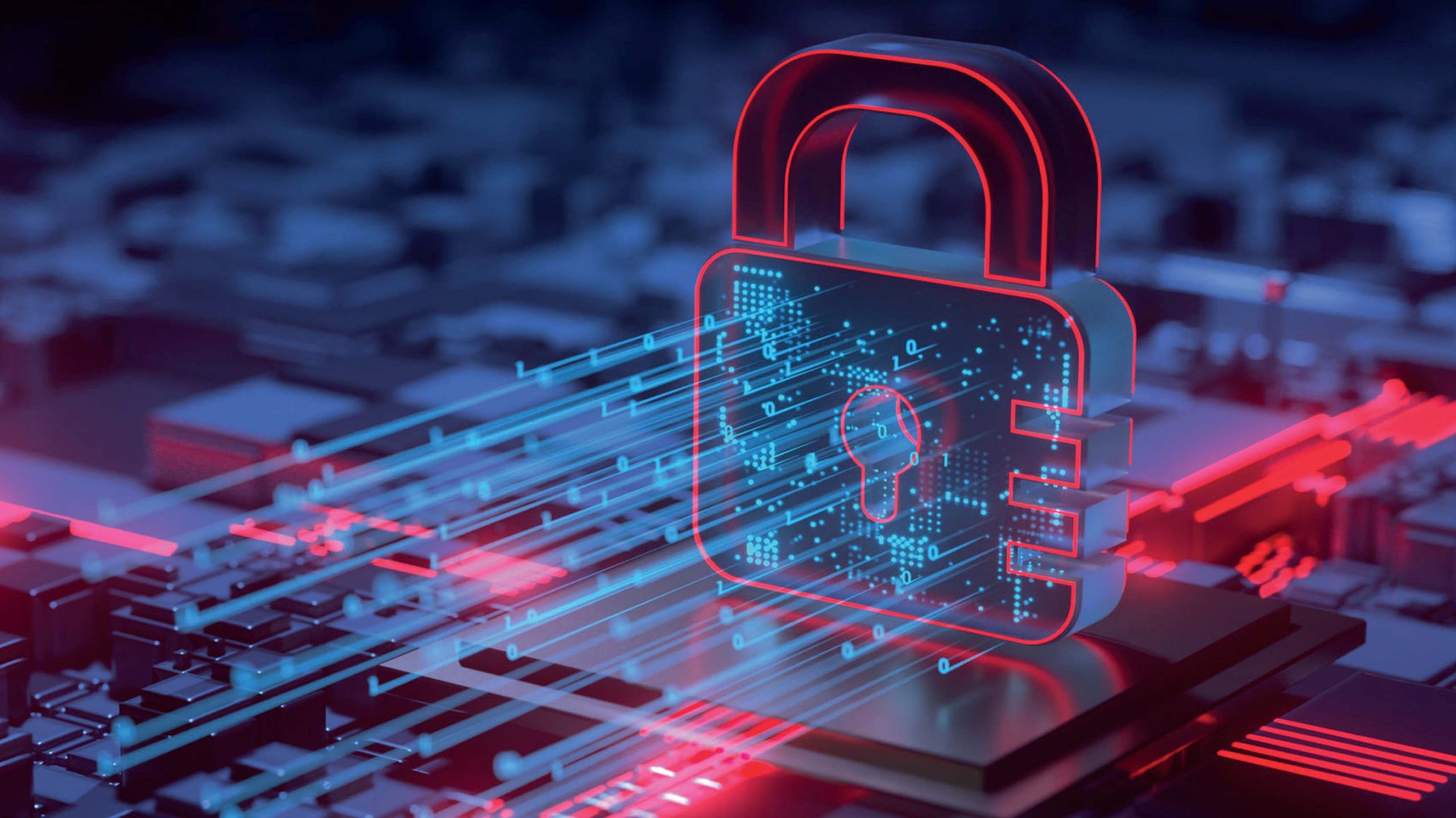 Cadenas numérique sur un circuit imprimé, image de sécurité logicielle