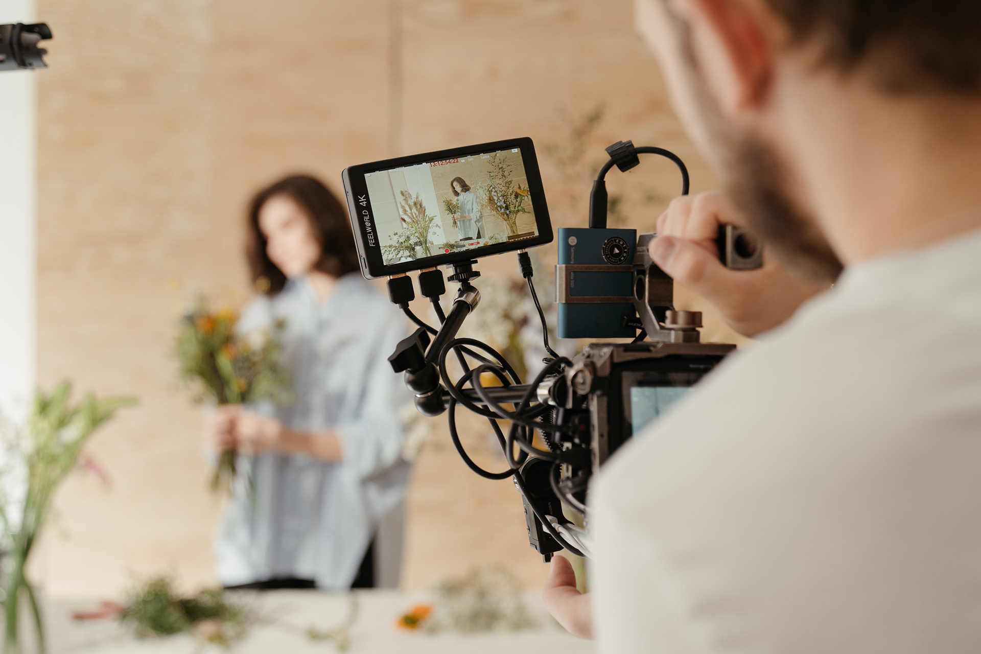 Tournage d'une vidéo corporate avec une équipe de production